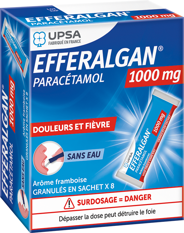 EFFERALGAN 1000 mg Stick arôme framboise