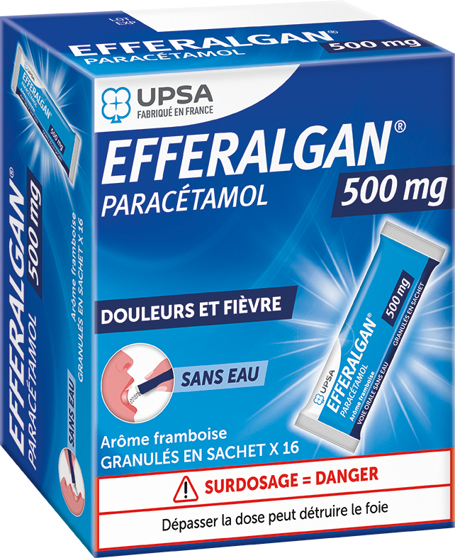 EFFERALGAN 500 mg Stick arôme framboise